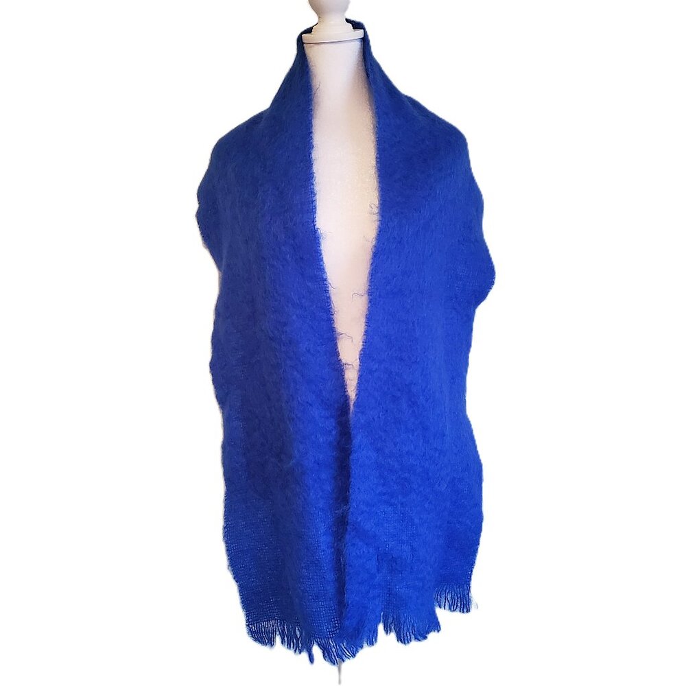 Blue Soft Knit Wrap Scarf